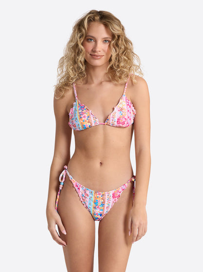 Jessica Simpson Exclusive - Lettuce Edge String Triangle Top in Flower Paradise
