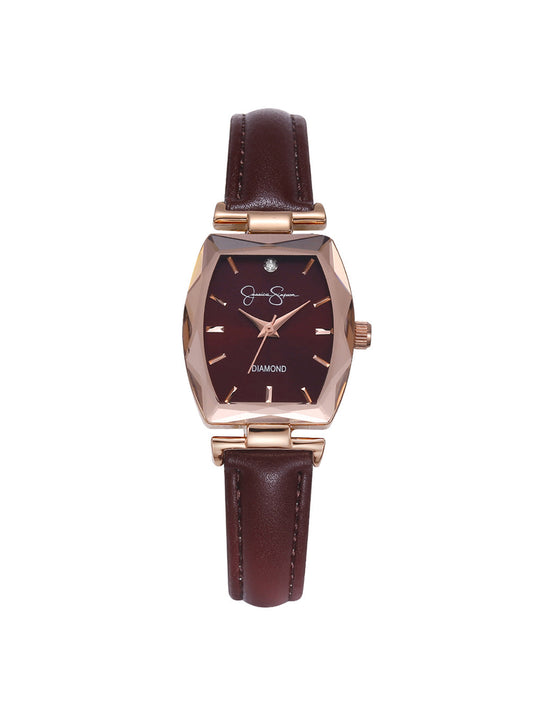 Jessica Simpson Exclusive - Diamond Dial Strap Watch in Burgundy