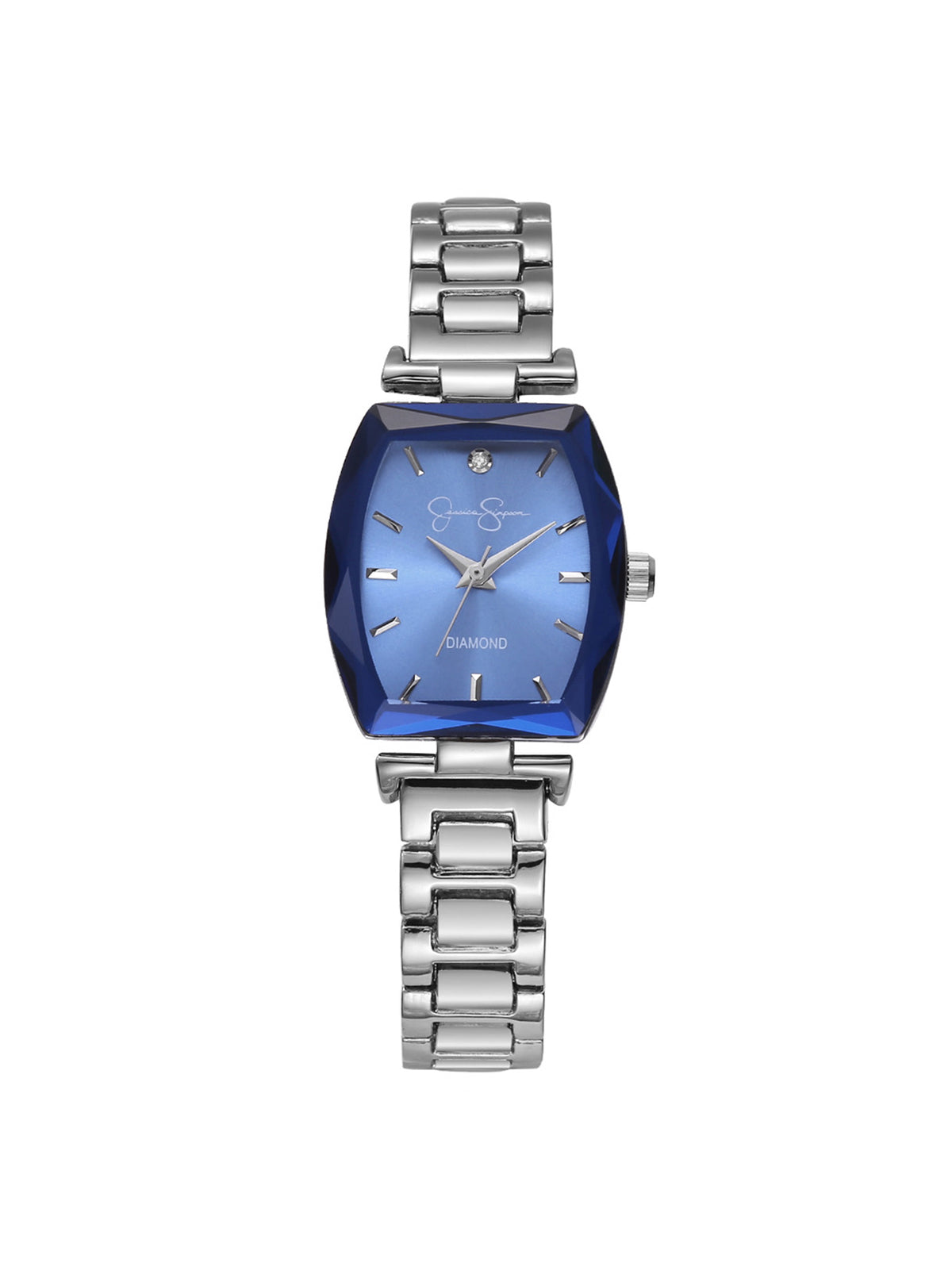 Jessica Simpson Trending - Faceted Bezel Bracelet Watch in Silver & Blue