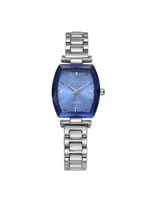 Jessica Simpson Trending - Faceted Bezel Bracelet Watch in Silver & Blue